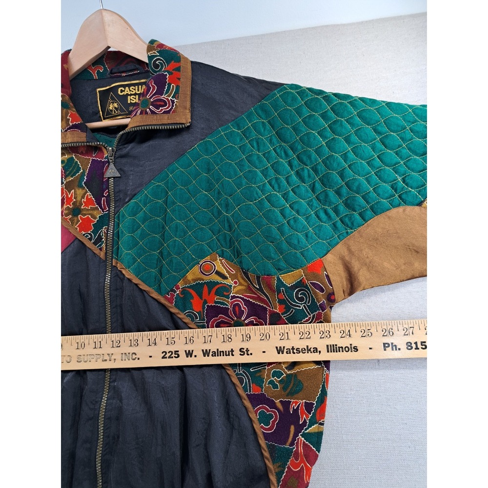 Vtg Windbreaker Womens Medium Abstract Colorful Track Jacket 80s 90s Parachute - Picture 7 of 10